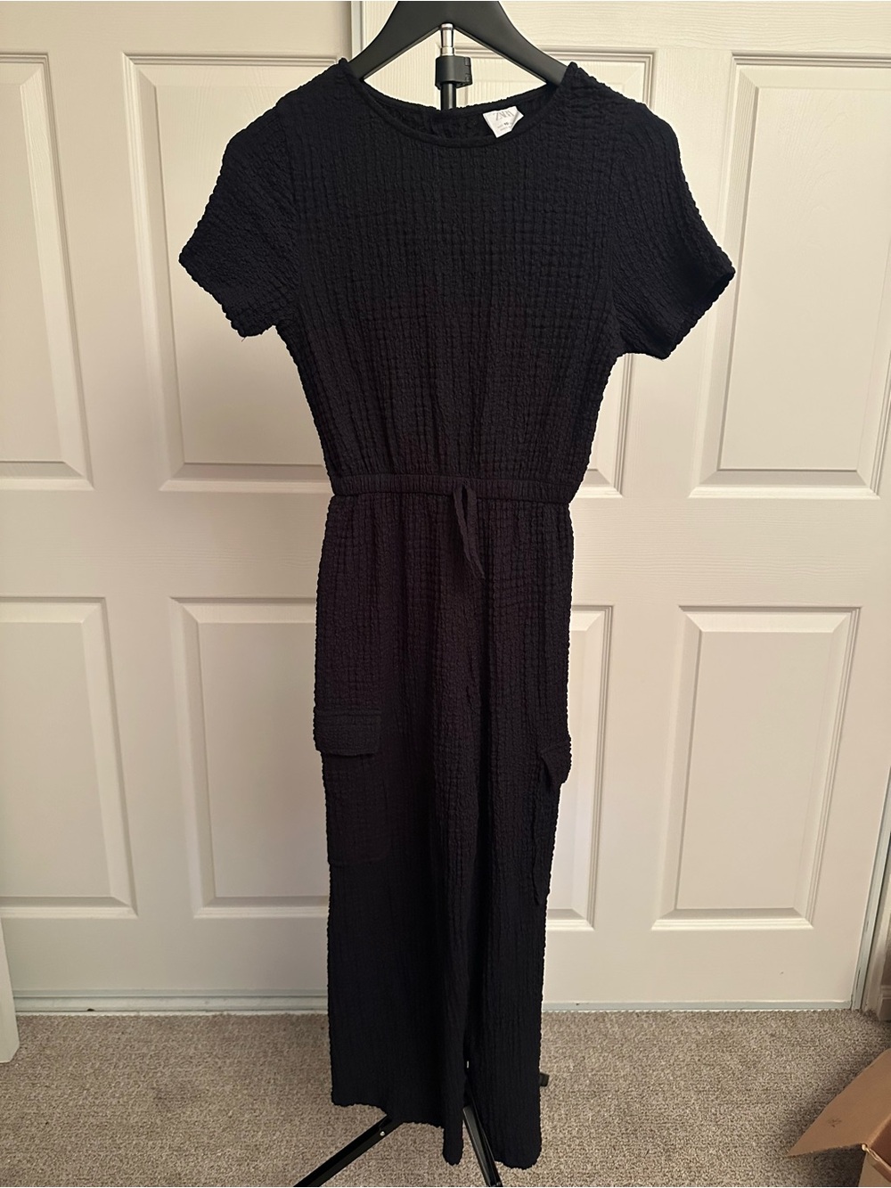 Zara Black Short-Sleeve Jumpsuit Size 10